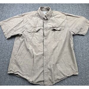 Carhartt Shirt Mens Large Tan Plaid Button Down Short Sleeve Workwear S118 MSC